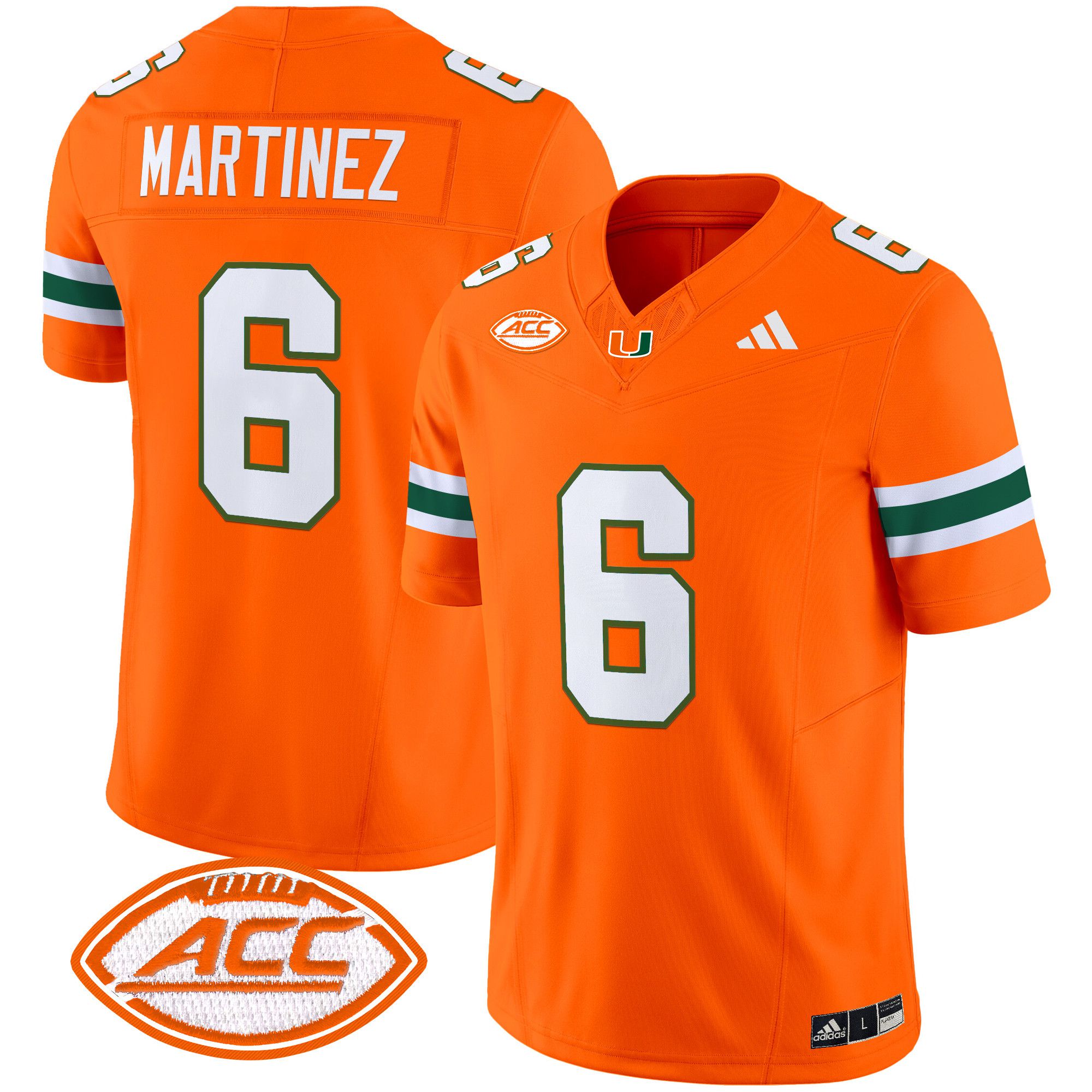 Men Miami Hurricanes #6 Martinez Orange 2024 Vapor Limited NCAA Jersey style 1->ncaa teams->NCAA Jersey